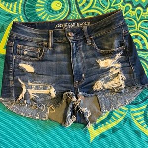 American Eagle Hi Rise Shortie denim shorts